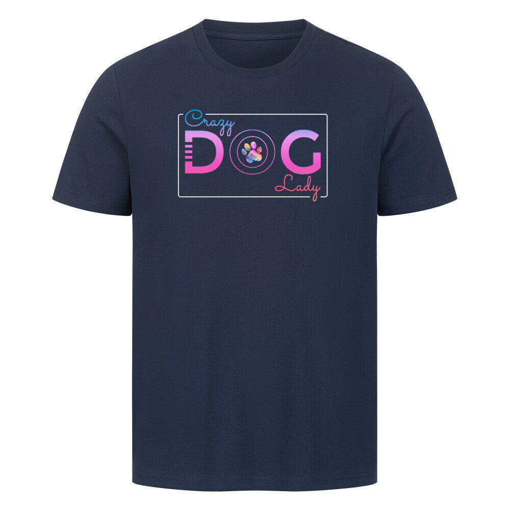 Premium T-Shirt "Crazy Dog Lady" French Navy – hunde-shirt.de