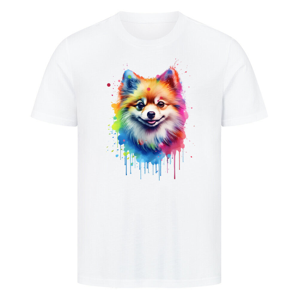 Premium T-Shirt "Pomeranian Paint" Weiß – hunde-shirt.de