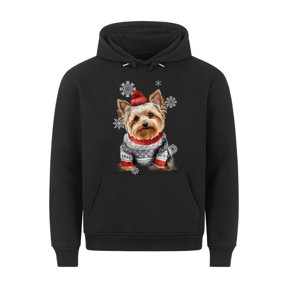 Premium Hoodie "Yorkie WINTER" Schwarz – hunde-shirt.de