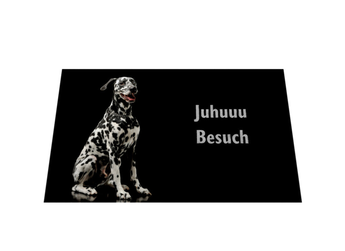Fußmatte "Dalmatiner - Juhuuu Besuch" – hunde-shirt.de