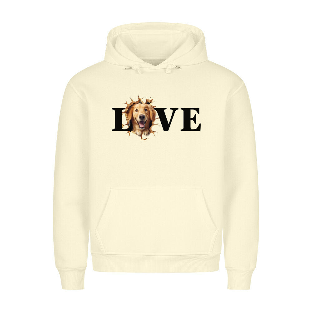 Premium Hoodie "Golden Retriever hell LOVE" Beige – hunde-shirt.de