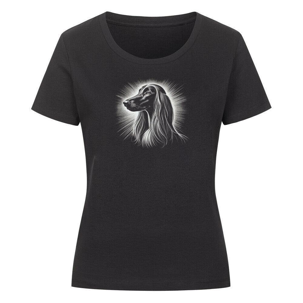 Premium Organic Damen-Shirt "Afghanischer Windhund Shine" Schwarz – hunde-shirt.de
