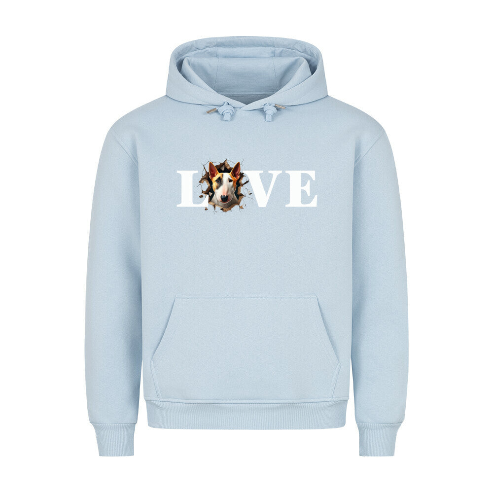 Premium Hoodie "Bullterrier ( hell ) - LOVE" Babyblau – hunde-shirt.de
