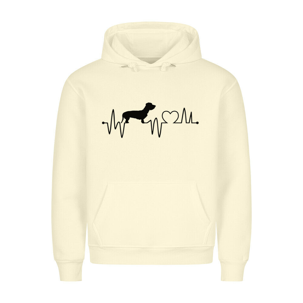 Premium Hoodie "Dackel ( Rauhaar ) - Heartbeat" Beige – hunde-shirt.de