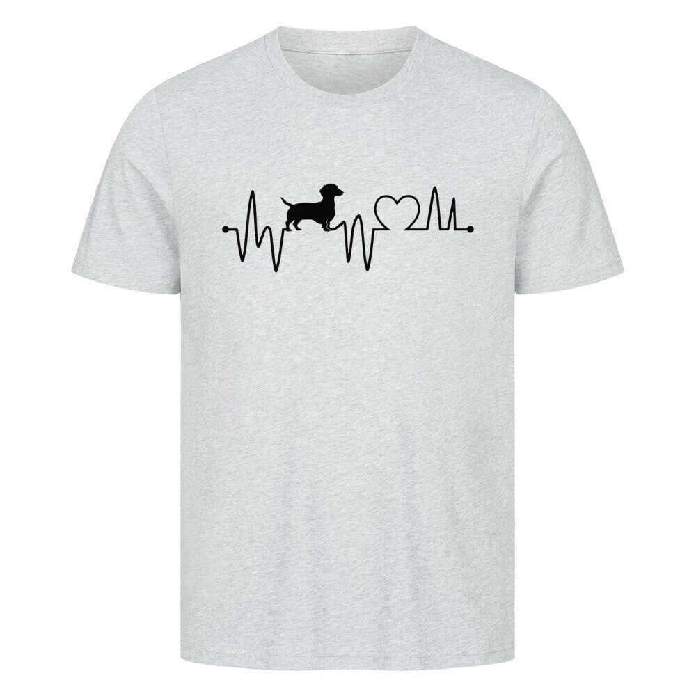 Premium T-Shirt "Dackel - Heartbeat" Heather Grey – hunde-shirt.de