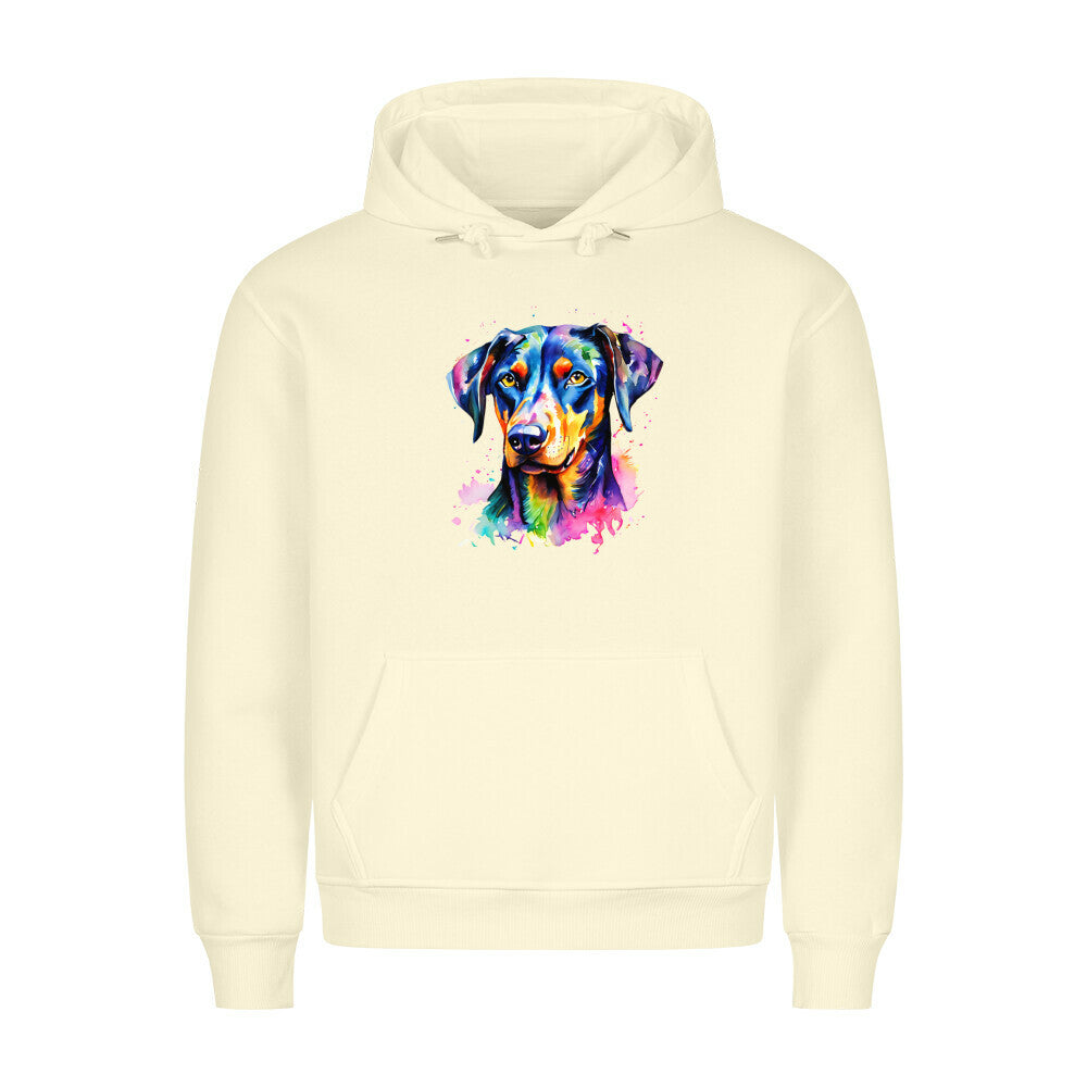 Premium Hoodie "Dobermann - Splash" Beige – hunde-shirt.de