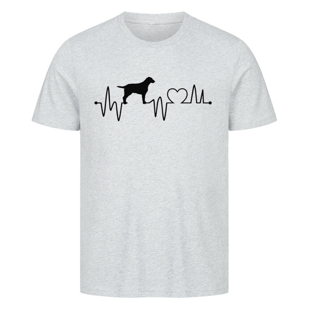Premium T-Shirt "Curly Coated - Heartbeat" Heather Grey – hunde-shirt.de