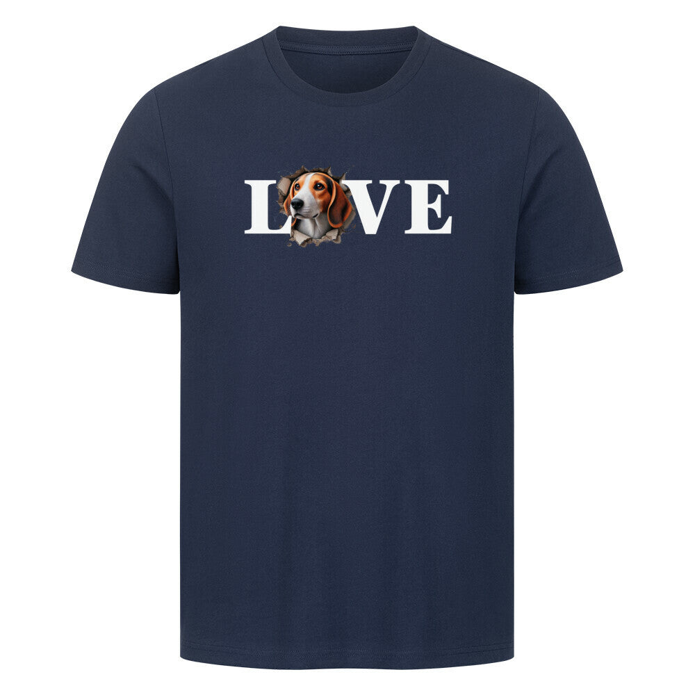 Premium T-Shirt "English Foxhound - LOVE" French Navy – hunde-shirt.de