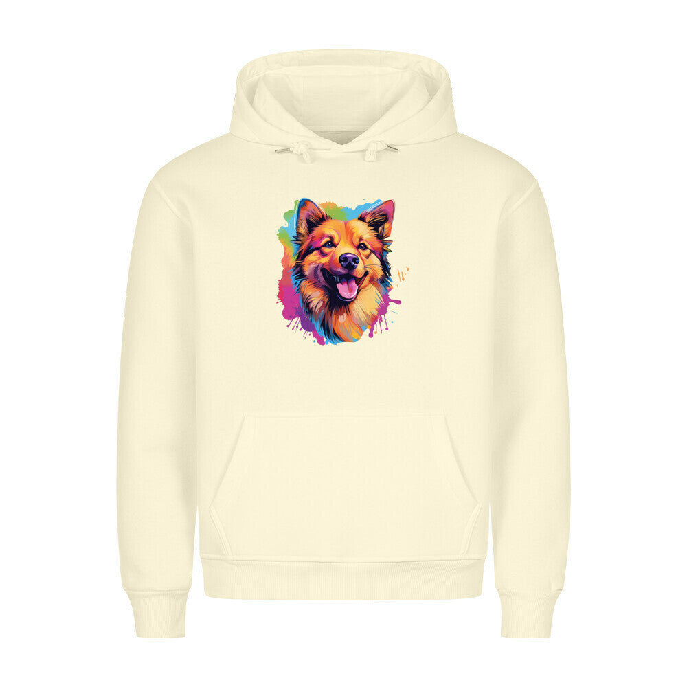 Premium Hoodie "Finnischer Spitz - Paint" Beige – hunde-shirt.de