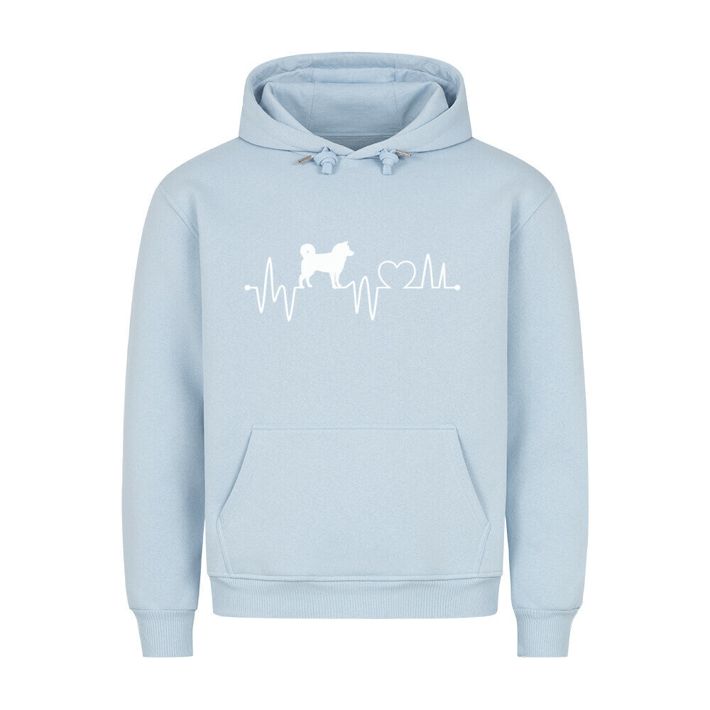Premium Hoodie "Finnischer Spitz - Heartbeat" Babyblau – hunde-shirt.de