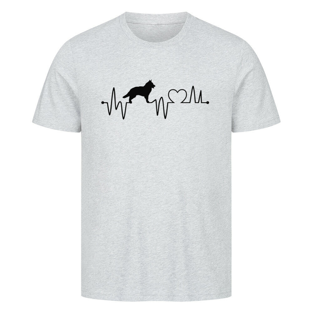 Premium T-Shirt "Groenendael - Heartbeat" Heather Grey – hunde-shirt.de