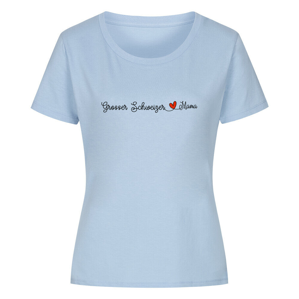 Premium Organic Damen-Shirt "Großer Schweizer - Mama" Sky Blue – hunde-shirt.de