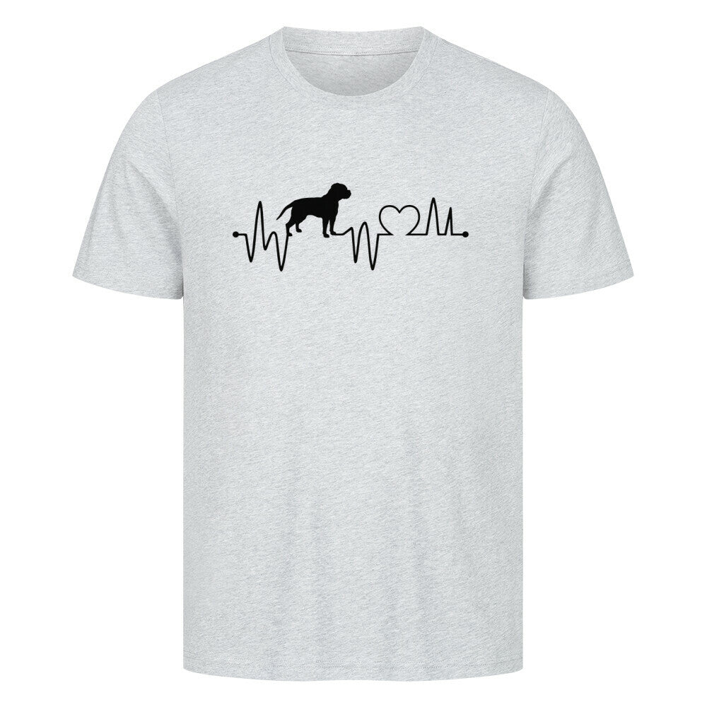 Premium T-Shirt "American Bulldog - Heartbeat" Heather Grey – hunde-shirt.de