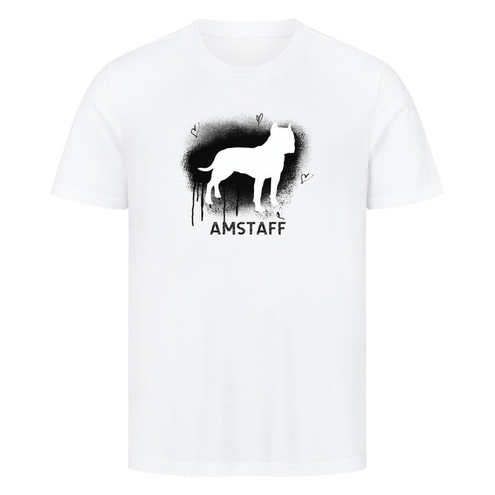 Premium T-Shirt "Amstaff - Brush" Weiß – hunde-shirt.de