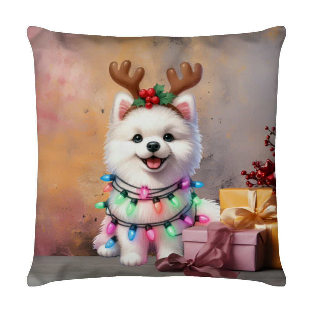Kissen "Mittelspitz - Weihnachten" Weiß – hunde-shirt.de