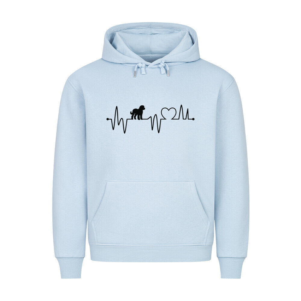 Premium Hoodie "Portugiesischer Wasserhund - Heartbeat" Babyblau – hunde-shirt.de