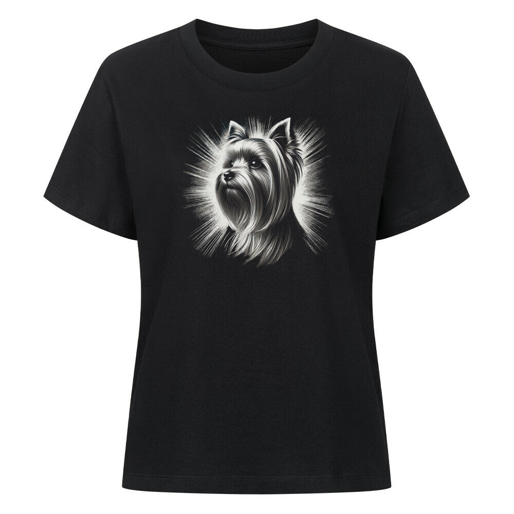 Premium Damen-Shirt "Yorkie - Bright" Schwarz – hunde-shirt.de