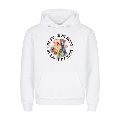 Premium Hoodie "Airedale Terrier HEART" Weiß – hunde-shirt.de