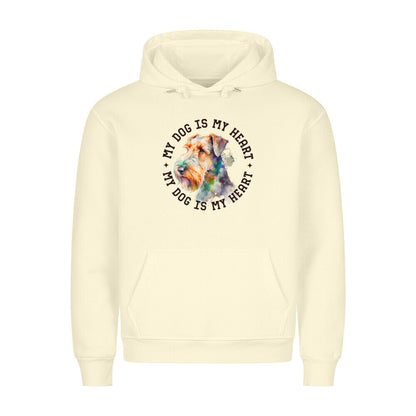 Premium Hoodie "Airedale Terrier HEART" Beige – hunde-shirt.de