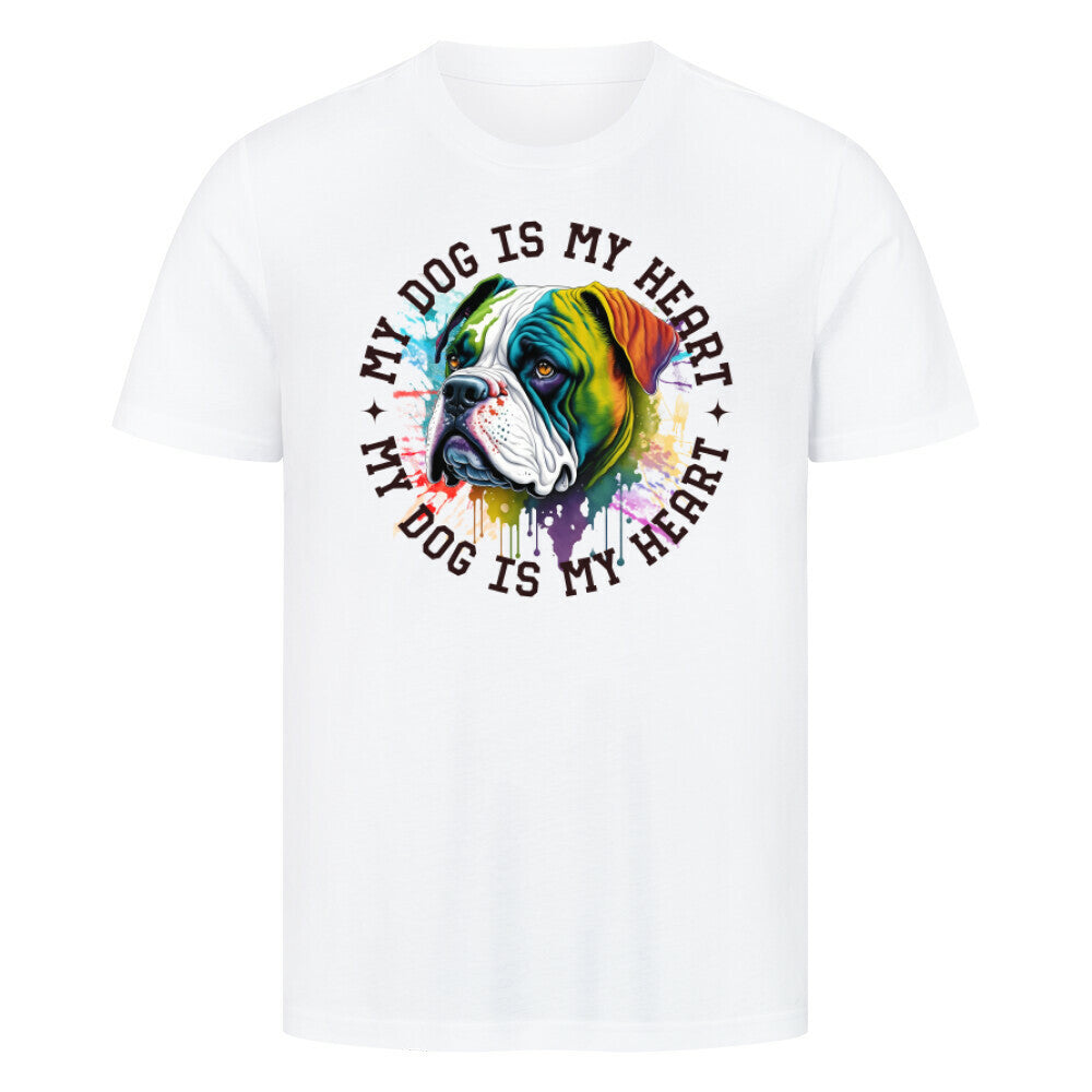 Premium T-Shirt "American Bulldog" Weiß – hunde-shirt.de