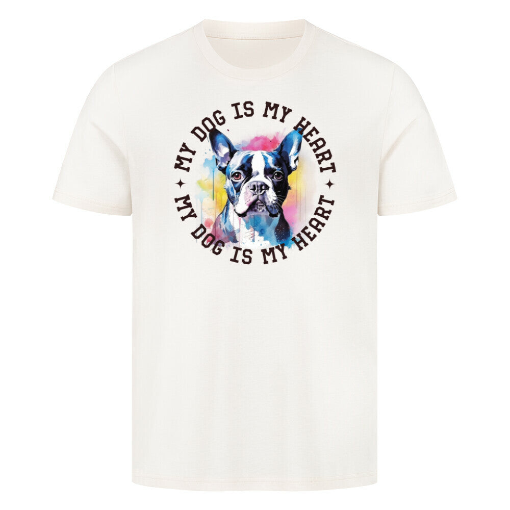 Premium T-Shirt "Boston Terrier HEART" Natural Raw – hunde-shirt.de