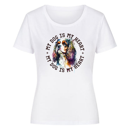 Premium Organic Damen Shirt "Cavalier King Charles Spaniel HEART" Weiß – hunde-shirt.de