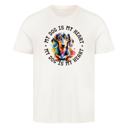 Premium T-Shirt "Dackel HEART" Natural Raw – hunde-shirt.de