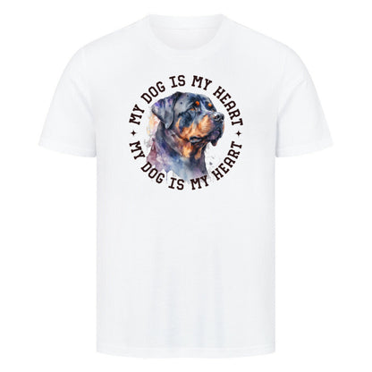 Premium T-Shirt "Rottweiler HEART" Weiß – hunde-shirt.de