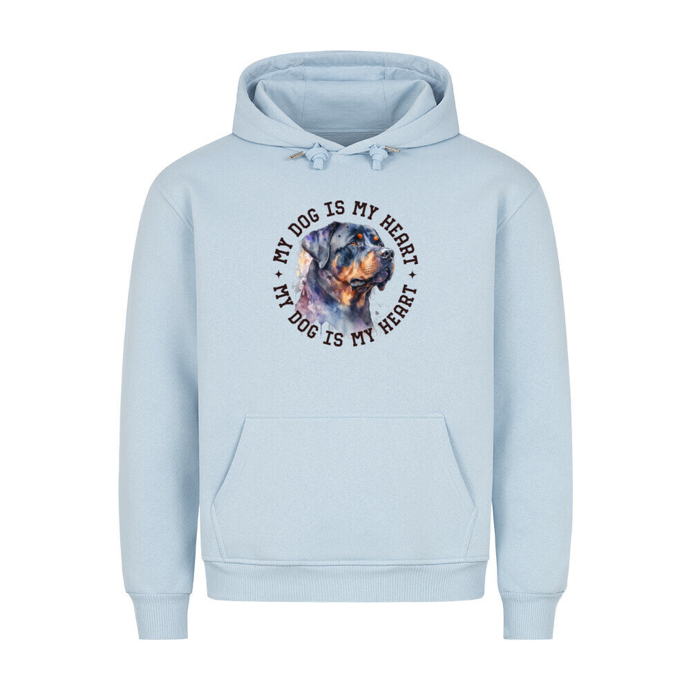 Premium Hoodie "Rottweiler HEART" Babyblau – hunde-shirt.de
