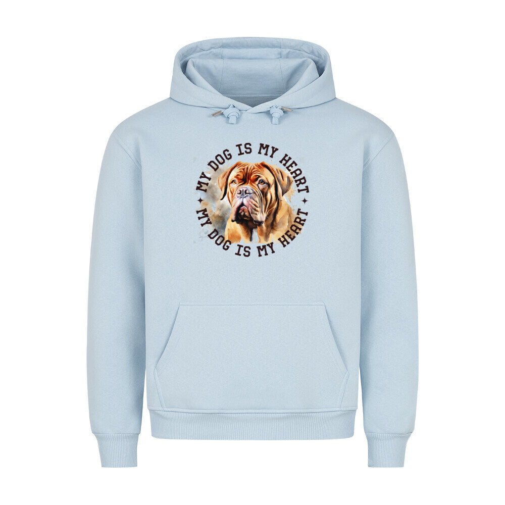 Premium Hoodie "Bordeaux Dogge HEART" Babyblau – hunde-shirt.de