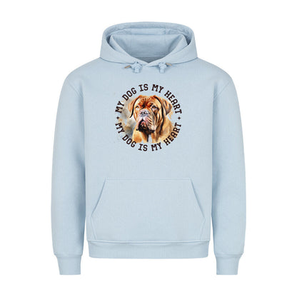Premium Hoodie "Bordeaux Dogge HEART" Babyblau – hunde-shirt.de