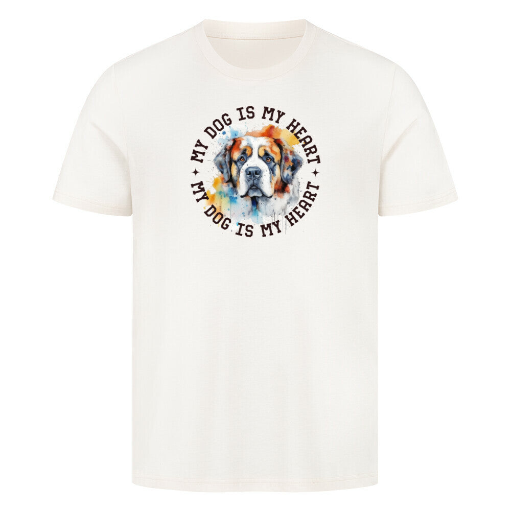 Premium T-Shirt "Bernhardiner HEART" Natural Raw – hunde-shirt.de