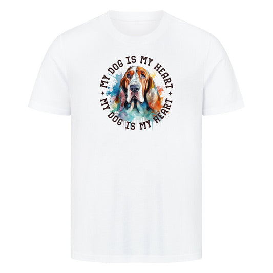 Premium T-Shirt "Bloodhound HEART" Weiß – hunde-shirt.de