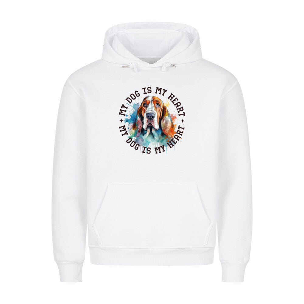 Premium Hoodie "Bloodhound HEART" Weiß – hunde-shirt.de