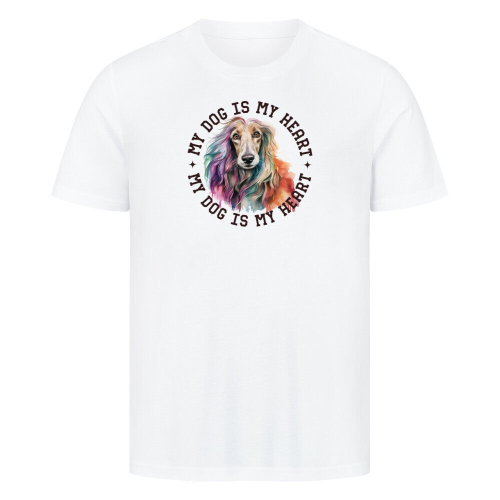 Premium T-Shirt " Afghanischer Windhund HEART" Weiß – hunde-shirt.de