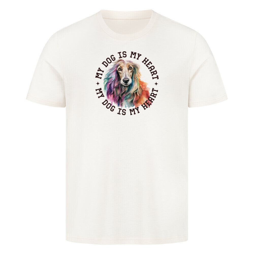 Premium T-Shirt " Afghanischer Windhund HEART" Natural Raw – hunde-shirt.de