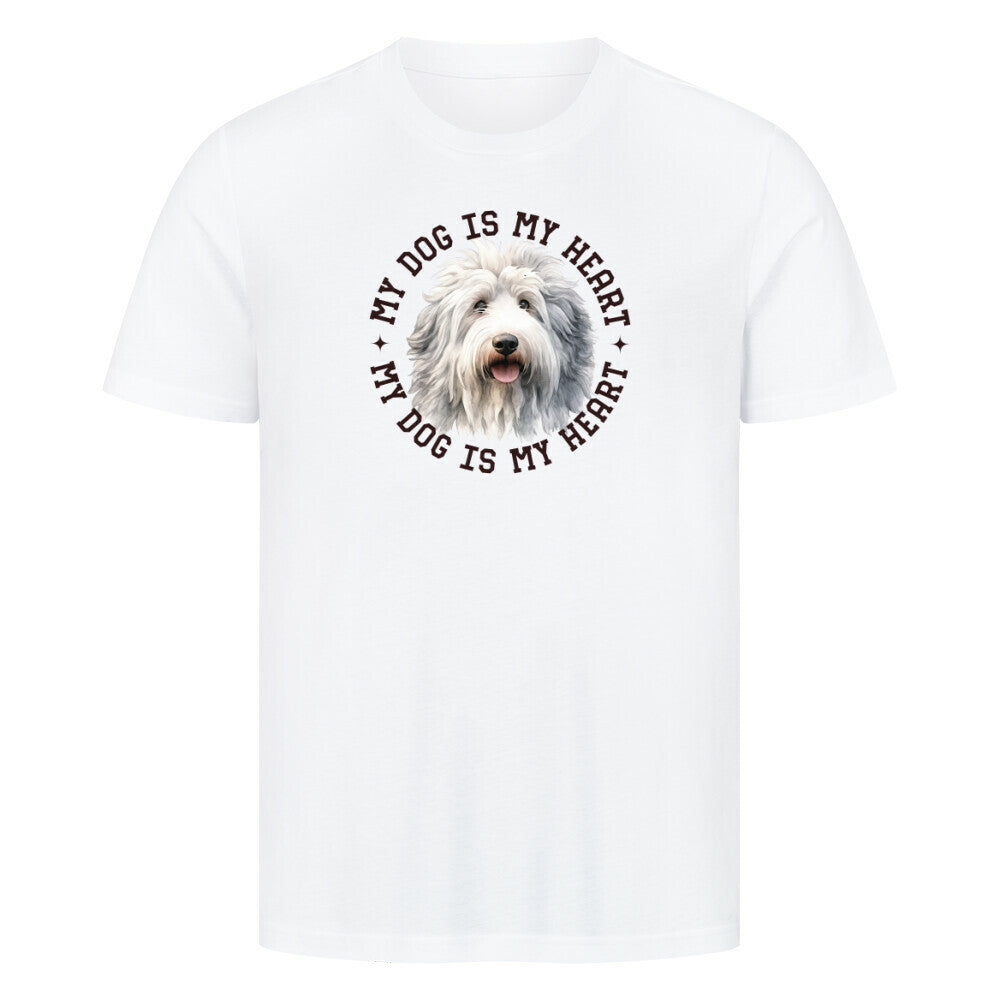 Premium T-Shirt "Bobtail HEART" Weiß – hunde-shirt.de