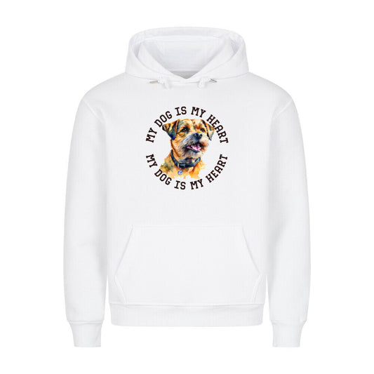 Premium Hoodie "Border Terrier HEART" Weiß – hunde-shirt.de