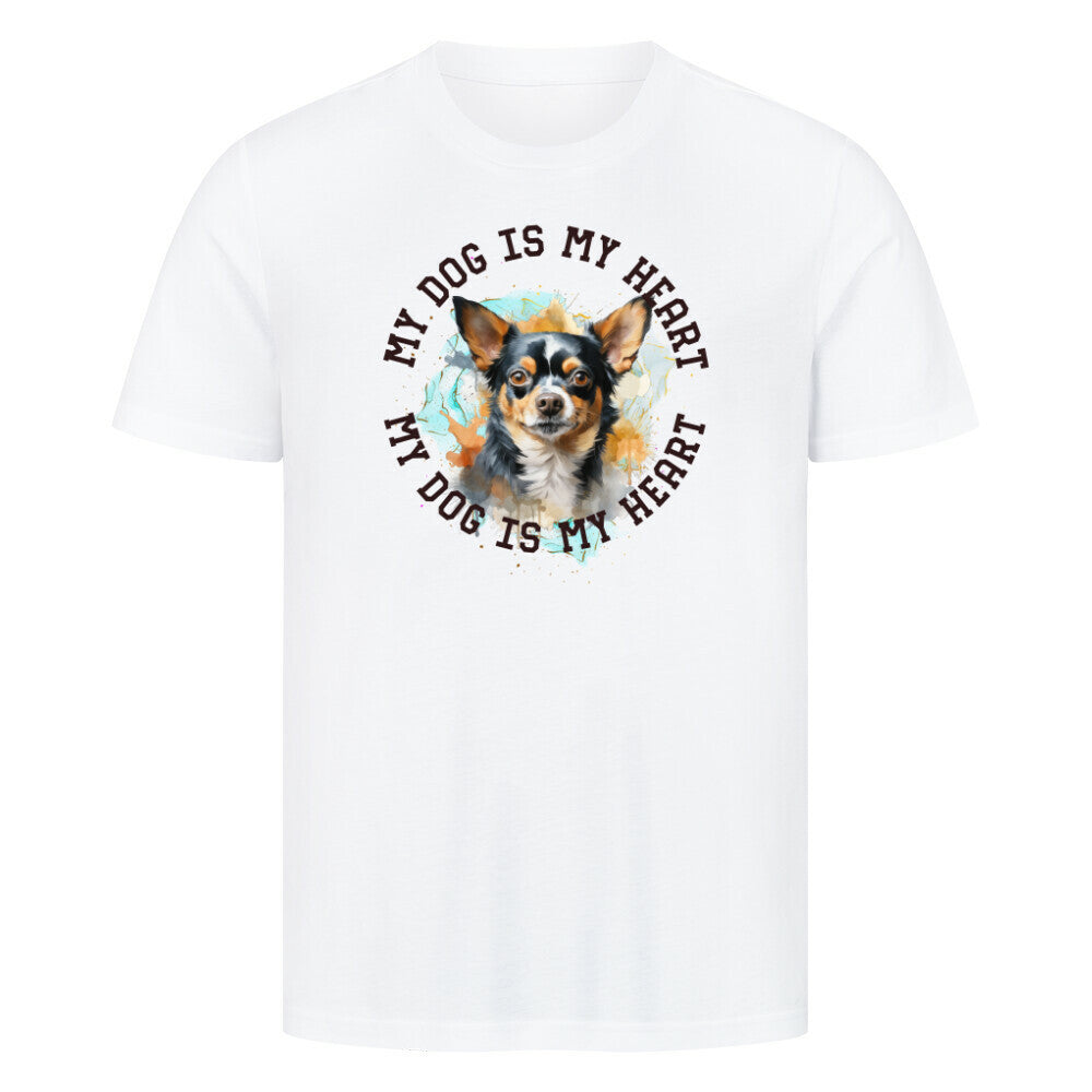 Premium T-Shirt "Chihuahua Kurzhaar HEART" Weiß – hunde-shirt.de
