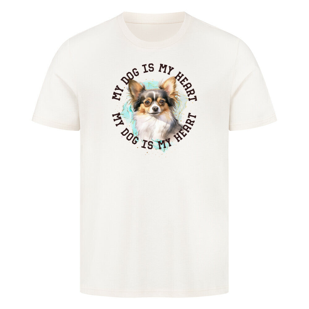 Premium T-Shirt "Chihuahua Langhaar HEART" Natural Raw – hunde-shirt.de