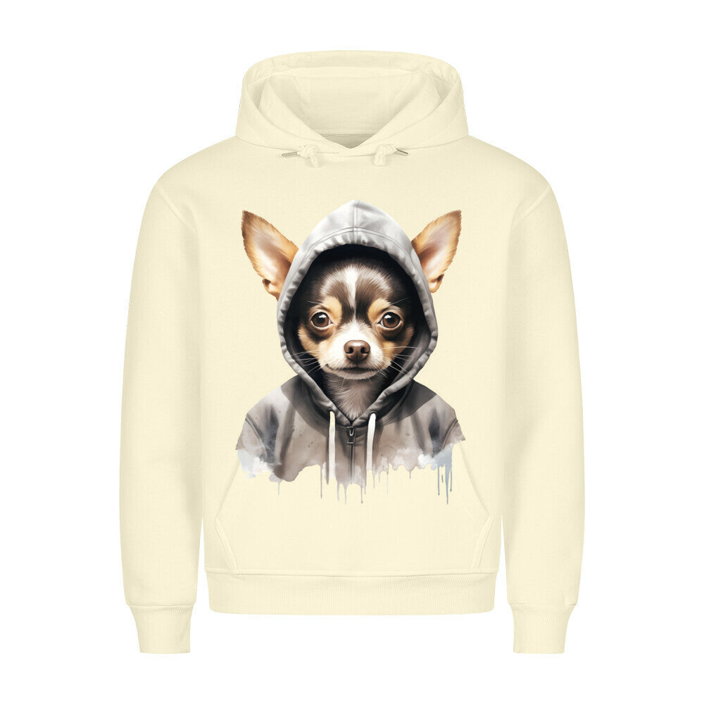 Premium Hoodie "Hooded Chihuahua Kurzhaar" Beige – hunde-shirt.de
