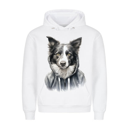 Premium Hoodie "Hooded Border Collie" Weiß – hunde-shirt.de