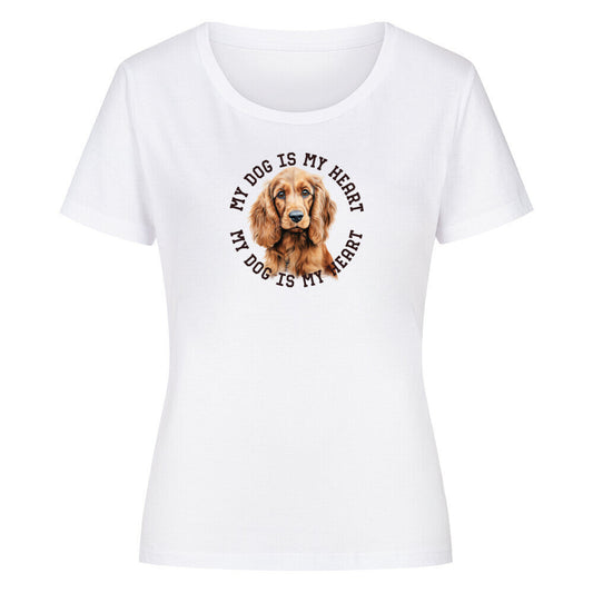 Premium Organic Damen-Shirt "English Cocker Spaniel HEART" Weiß – hunde-shirt.de