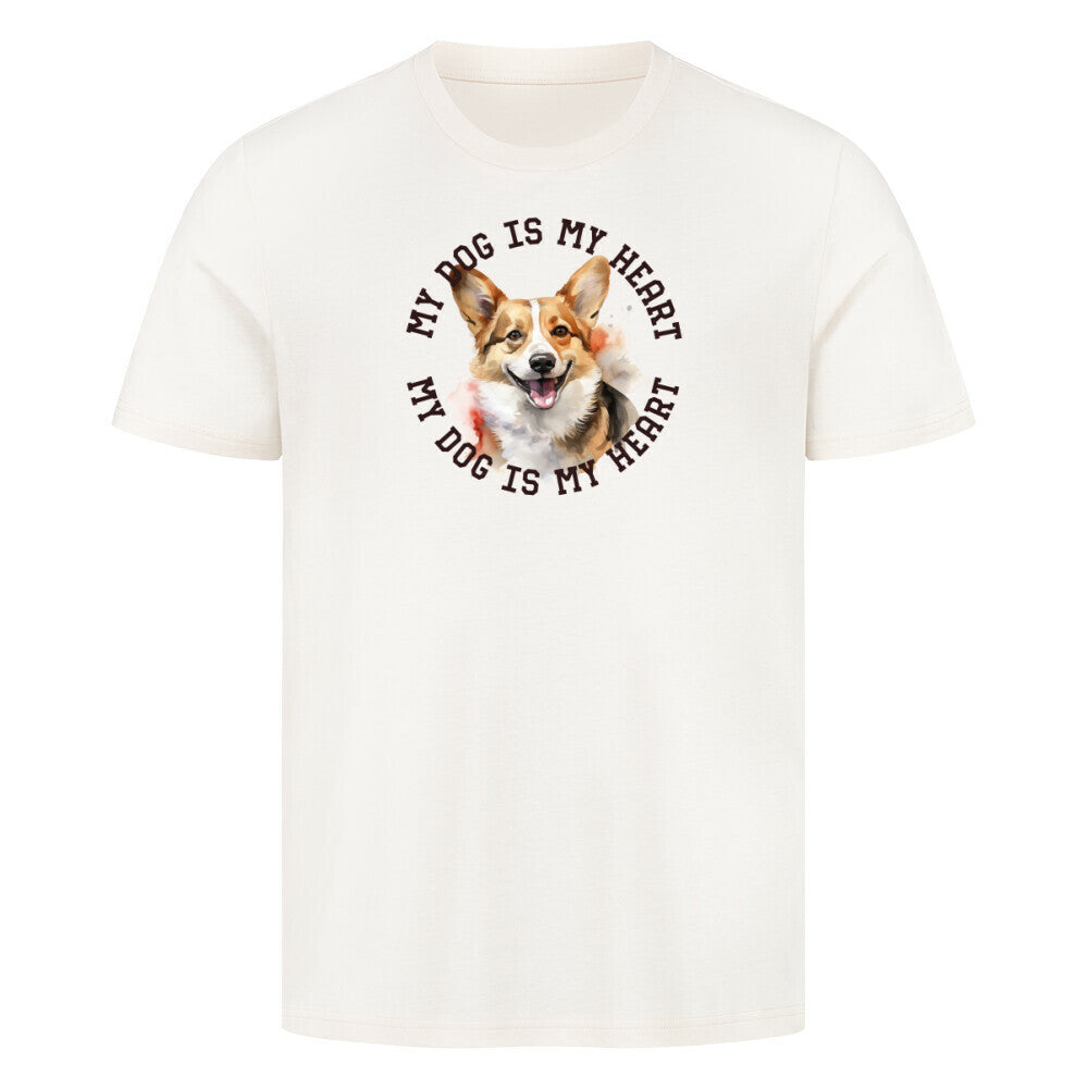 Premium T-Shirt "Welsh Corgi Cardigan HEART" Natural Raw – hunde-shirt.de