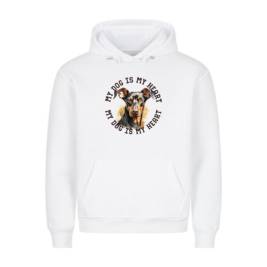 Premium Hoodie " Dobermann HEART" Weiß – hunde-shirt.de