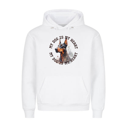 Premium Hoodie "Dobermann HEART 2" Weiß – hunde-shirt.de