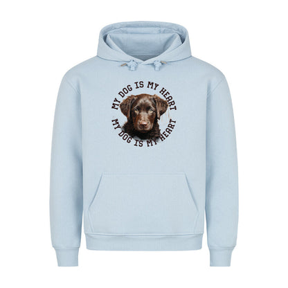 Premium Hoodie "Curly Coated Retriever HEART" Babyblau – hunde-shirt.de