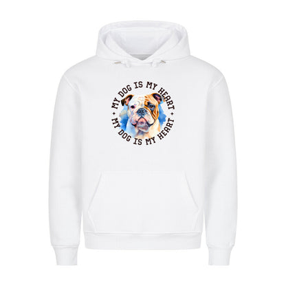 Premium Hoodie "Old English Bulldog HEART" Weiß – hunde-shirt.de