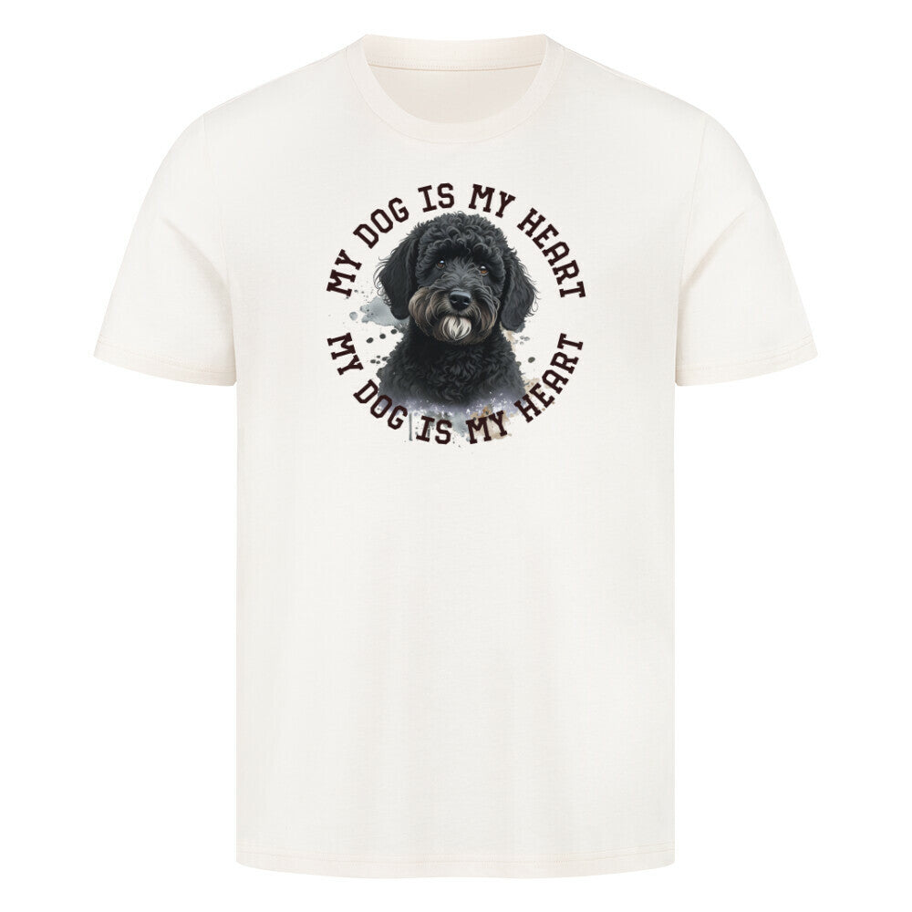 Premium T-Shirt "Labradoodle schwarz HEART" Natural Raw – hunde-shirt.de