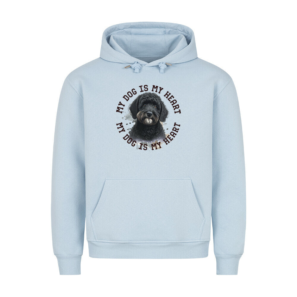 Premium Hoodie "Labradoodle schwarz HEART" Babyblau – hunde-shirt.de